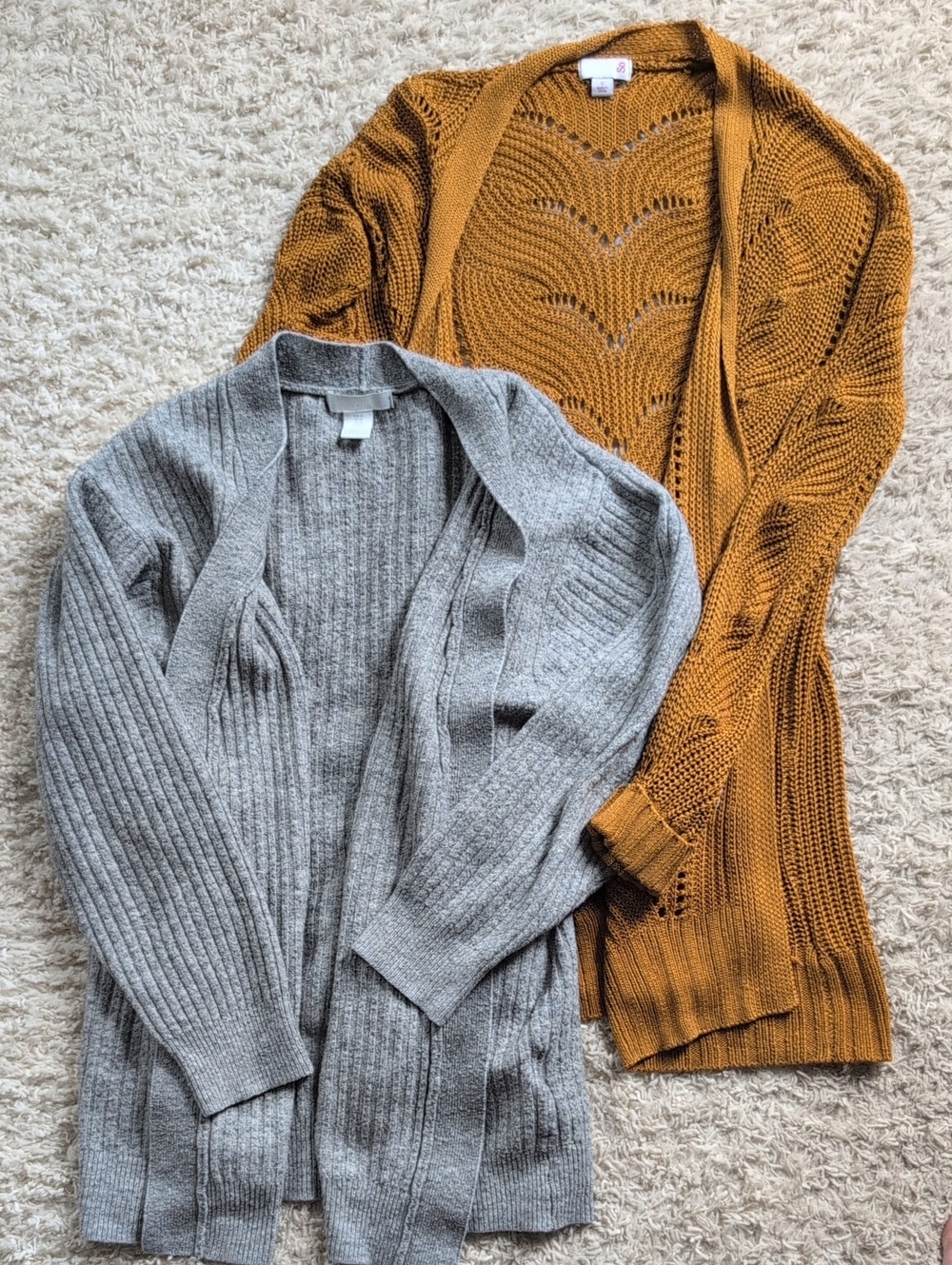 Gray Ribbed Open-Front Cardigan Sweater - H&M